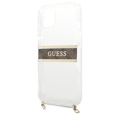 [RETURNED ITEM] Guess GUHCP13SKC4GBGO iPhone 13 mini 5.4" Transparent hardcase 4G Brown Strap Gold Chain