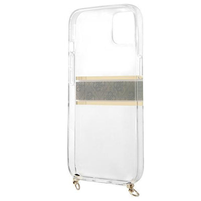 [RETURNED ITEM] Guess GUHCP13SKC4GBGO iPhone 13 mini 5.4" Transparent hardcase 4G Brown Strap Gold Chain
