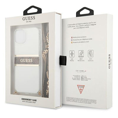 [RETURNED ITEM] Guess GUHCP13SKC4GBGO iPhone 13 mini 5.4" Transparent hardcase 4G Brown Strap Gold Chain
