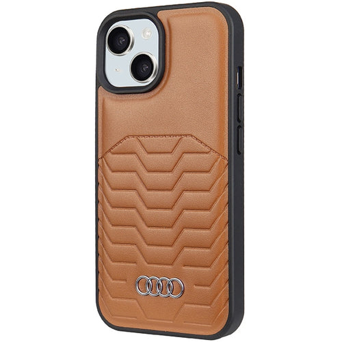 Audi Synthetic Leather Case with MagSafe for iPhone 15 Plus / 14 Plus - Brown