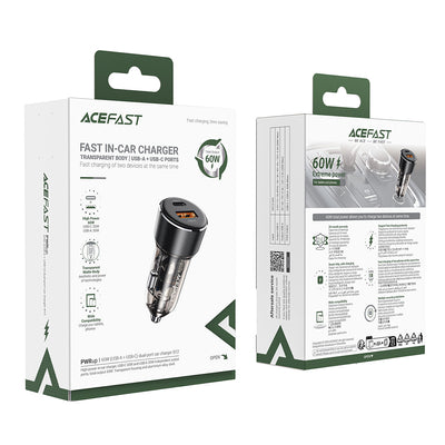 Acefast B12 car charger 60W USB-A / USB-C - black