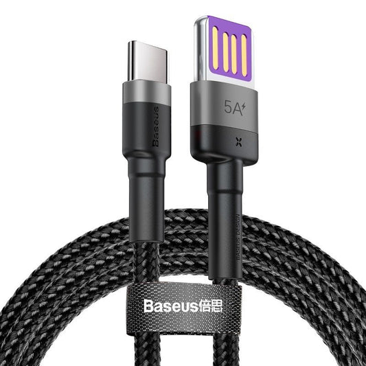 Baseus Cafule USB-C Cable Huawei SuperCharge, QC 3.0, 5A 1m (Black+Gray) - Product Image 1