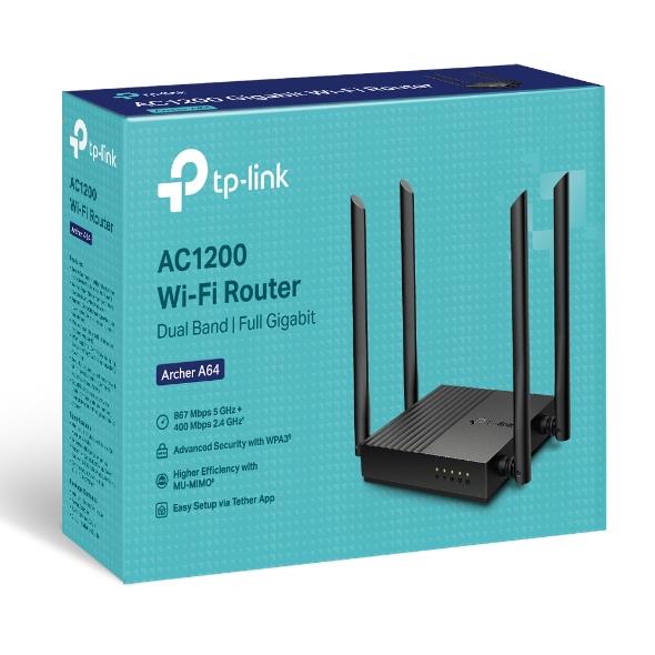 Wireless Router TP-LINK Wireless Router 1200 Mbps 1 WAN 4x10/100/1000M ARCHERA64