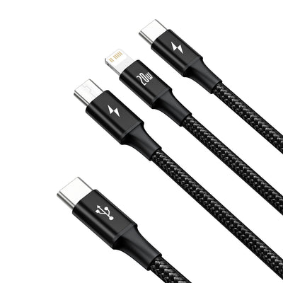 Baseus Rapid Series 3in1 USB-C - USB-C / Lightning / micro USB cable 20W PD 1.5m - black