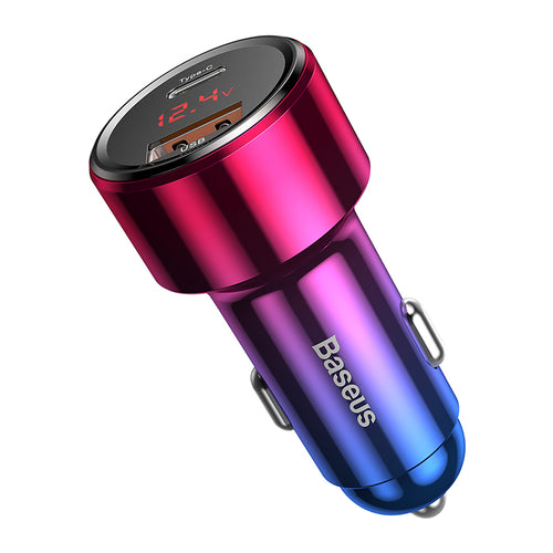 Baseus Magic Series PPS USB-C / USB-A 45W PD QC 5A car charger - pink and blue