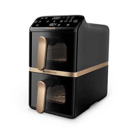 Philips Dual Basket Airfryer | NA462/70 4000 Series | Power 2750 W | Capacity 10 L | Rapid Air technology | Black