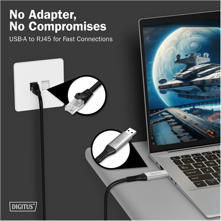 Digitus | USB-A - RJ45 Ethernet cable, 1Gbit/s, 3m | AK-300600-030-S | USB-A to RJ45