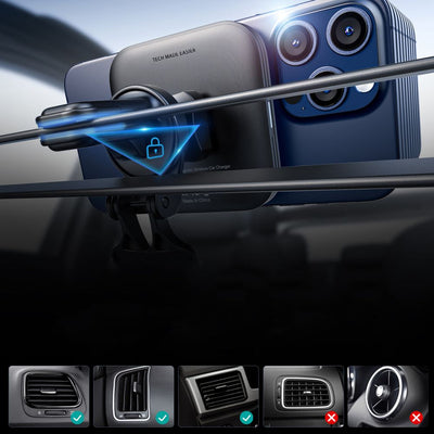 ESR Halolock Magnetic QI2 Car Holder with MagSafe 15W Inductive Charger for Air Vent - Black