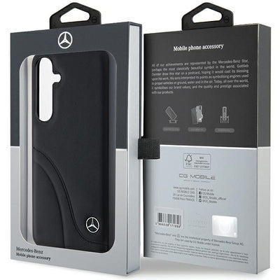 Mercedes Leather Curved Stitches case for Samsung Galaxy S24 - black