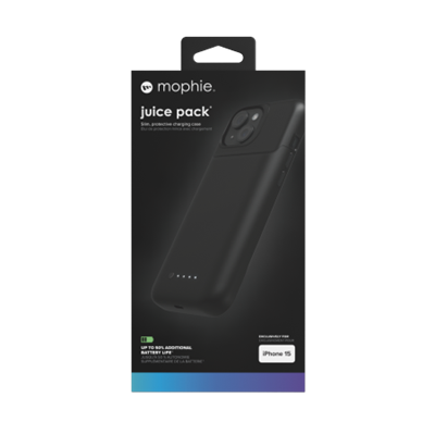 Mophie Juice Pack case for iPhone 15 with built-in 2400 mAh power bank - black — Zagg