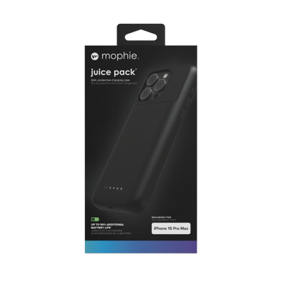Mophie Juice Pack case for iPhone 15 Pro Max with built-in 3000 mAh power bank - black — Zagg