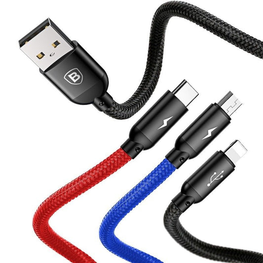 Baseus 3in1 Cable USB-C / Lightning / Micro 3,5A 0,3m (Black) - Product Image 2