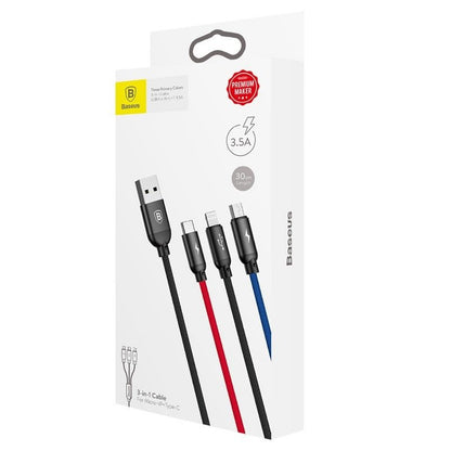 Baseus 3in1 Cable USB-C / Lightning / Micro 3,5A 0,3m (Black) - Product Image 9