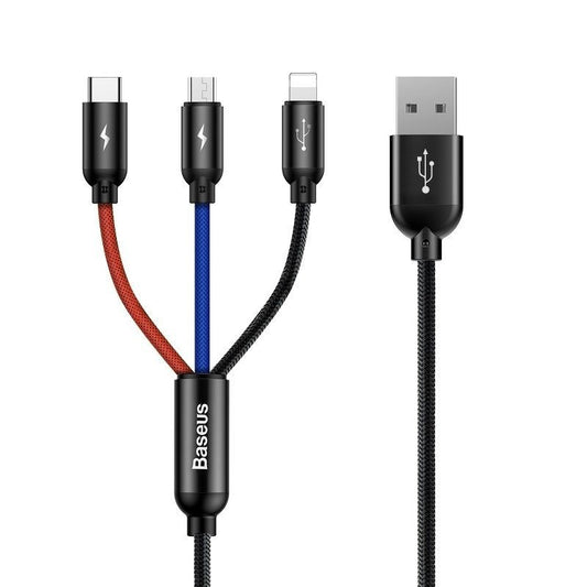 Baseus 3in1 Cable USB-C / Lightning / Micro 3,5A 0,3m (Black) - Product Image 1