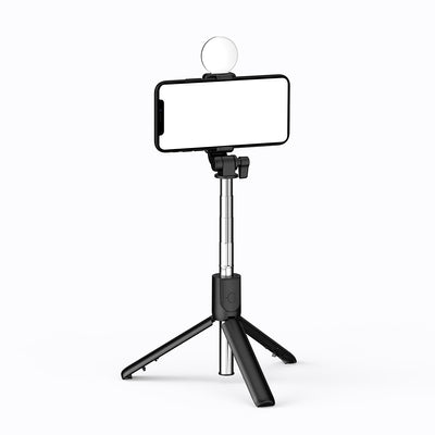 Selfie stick WR1YXS telescopic tripod 0.71m with round lamp - black — Hurtel