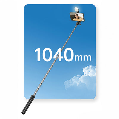 Selfie stick WH1YXS telescopic tripod 1m with round lamp and phone holder - black — Hurtel