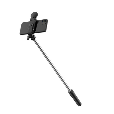 Selfie stick WH1YXS telescopic tripod 1m with round lamp and phone holder - black — Hurtel