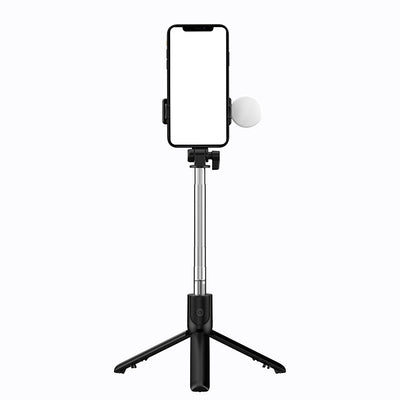 Selfie stick WH1YXS telescopic tripod 1m with round lamp and phone holder - black — Hurtel