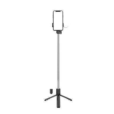 Selfie stick WH1YXS telescopic tripod 1m with round lamp and phone holder - black — Hurtel