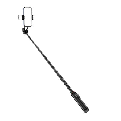 Selfie stick WC12YDS 1.3m aluminum alloy telescopic tripod with dual lamp and phone holder - black — Hurtel