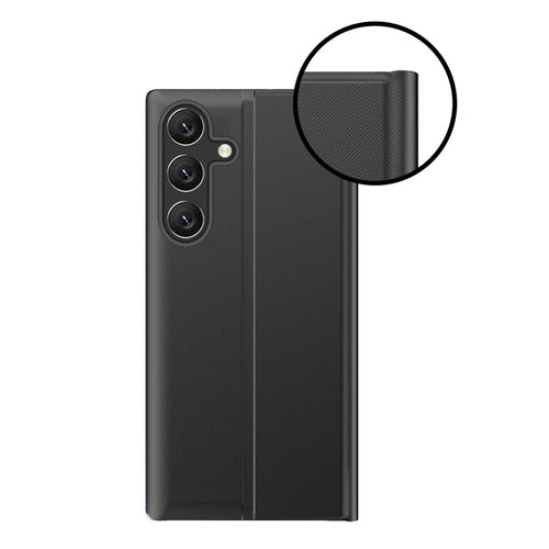 New Sleep View Case with flap and stand for Samsung Galaxy A35 - black — Hurtel