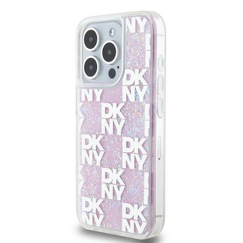 Etui DKNY Liquid Glitter Multilogo na iPhone 15 Pro - różowe