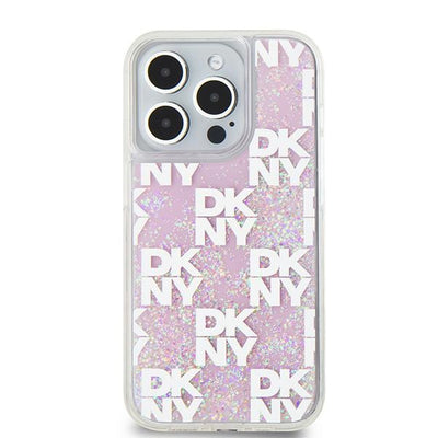 Etui DKNY Liquid Glitter Multilogo na iPhone 15 Pro - różowe