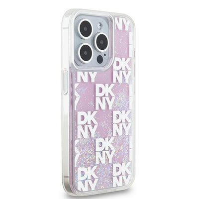 Etui DKNY Liquid Glitter Multilogo na iPhone 15 Pro - różowe