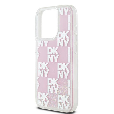 Etui DKNY Liquid Glitter Multilogo na iPhone 15 Pro - różowe