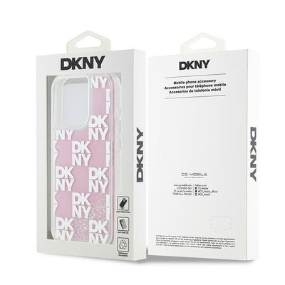 Etui DKNY Liquid Glitter Multilogo na iPhone 15 Pro - różowe