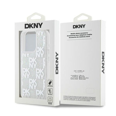 DKNY Liquid Glitter Multilogo case for iPhone 15 Pro - white