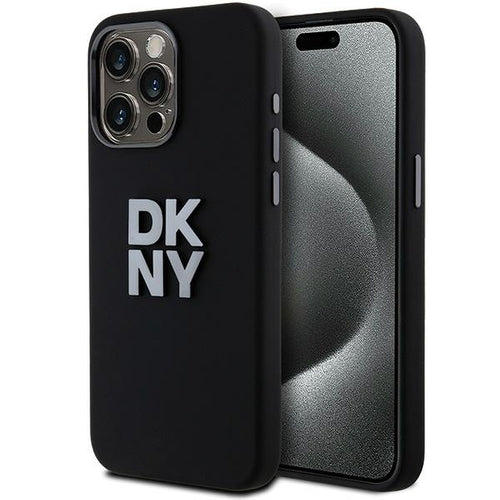 DKNY Liquid Silicone Metal Logo iPhone 15 Pro Case - Black