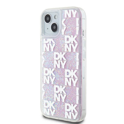 DKNY Liquid Glitter Multilogo case for iPhone 15 / 14 / 13 - pink