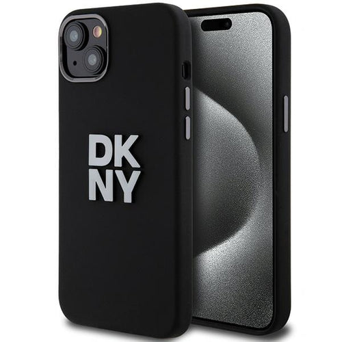 DKNY Liquid Silicone Metal Logo iPhone 15/14/13 Case - Black