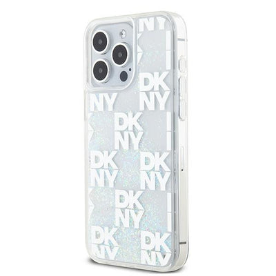 DKNY Liquid Glitter Multilogo case for iPhone 15 Pro Max - white