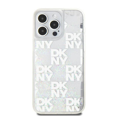 DKNY Liquid Glitter Multilogo case for iPhone 15 Pro Max - white