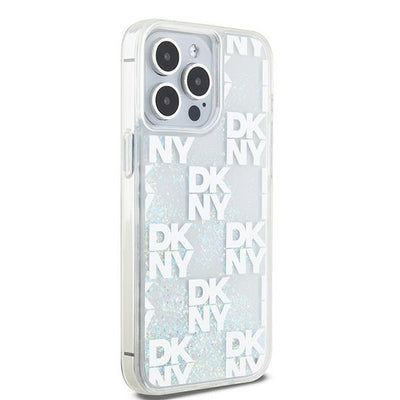 DKNY Liquid Glitter Multilogo case for iPhone 15 Pro Max - white