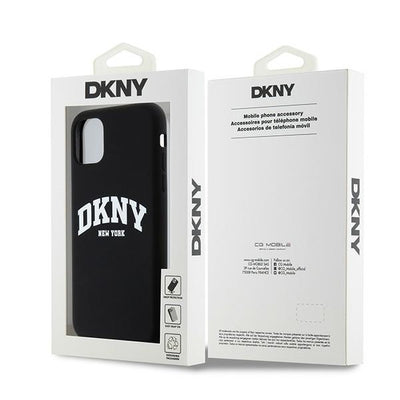 DKNY Liquid Silicone White Printed Logo MagSafe Case for iPhone 11/Xr - Black