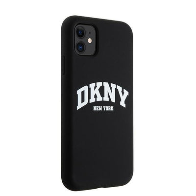 DKNY Liquid Silicone White Printed Logo MagSafe Case for iPhone 11/Xr - Black