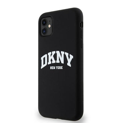 DKNY Liquid Silicone White Printed Logo MagSafe Case for iPhone 11/Xr - Black