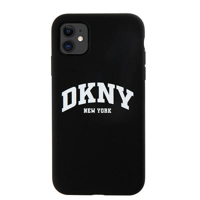 DKNY Liquid Silicone White Printed Logo MagSafe Case for iPhone 11/Xr - Black