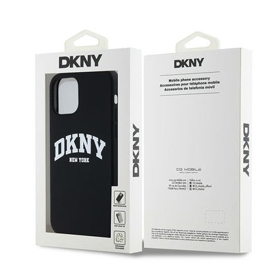 DKNY Liquid Silicone White Printed Logo MagSafe Case for iPhone 12/12 Pro - Black