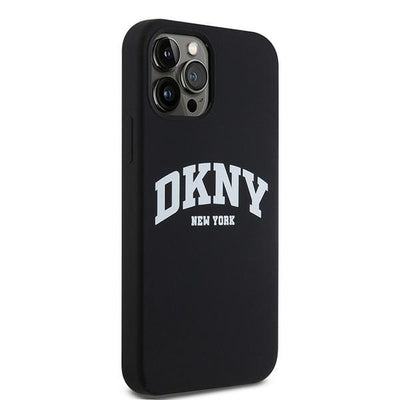 DKNY Liquid Silicone White Printed Logo MagSafe Case for iPhone 12/12 Pro - Black