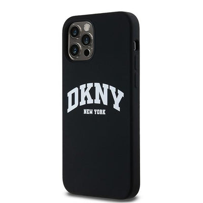 DKNY Liquid Silicone White Printed Logo MagSafe Case for iPhone 12/12 Pro - Black