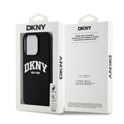 DKNY Liquid Silicone White Printed Logo MagSafe Case for iPhone 13 Pro / 13 - Black