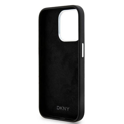 Etui DKNY Liquid Silicone Small Metal Logo MagSafe na iPhone 14 Pro - czarne