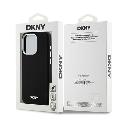 Etui DKNY Liquid Silicone Small Metal Logo MagSafe na iPhone 14 Pro - czarne