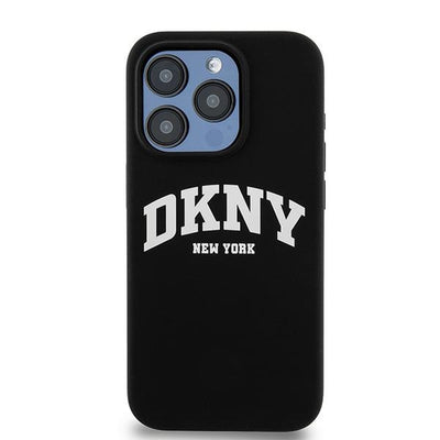 DKNY Liquid Silicone White Printed Logo MagSafe iPhone 14 Pro Case - Black