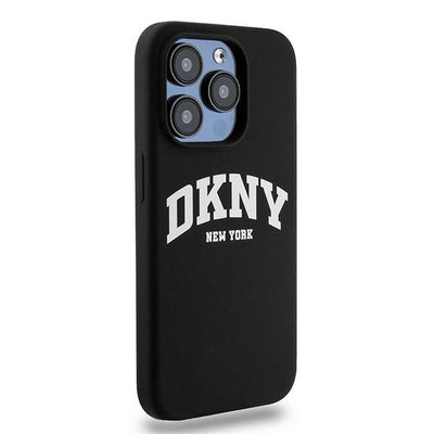 DKNY Liquid Silicone White Printed Logo MagSafe iPhone 14 Pro Case - Black