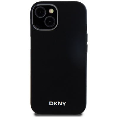 DKNY Liquid Silicone Small Metal Logo MagSafe Case for iPhone 14/15/13 - Black